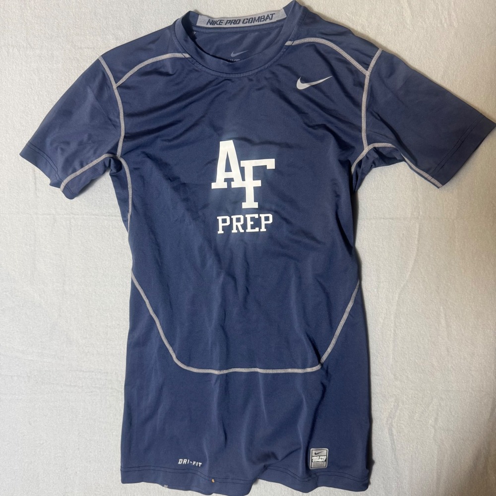 Nike Pro Combat Air Force AF Prep Compression Shirt Mens Large Navy Blue Dri-FIT